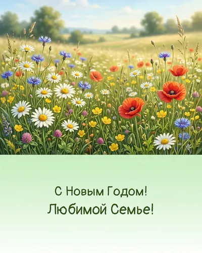 открытка с новым годом! любимой семье! — wildflowers 02